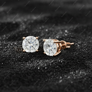 Pendientes de Diamante Cultivado en Laboratorio con Certificación GIA IGI, 1c DEF VVS VS, Corte Brillante Redondo, Oro Fino 925, Chapado en Plata de Ley, Regalo para Él y Ella - Product Image 3