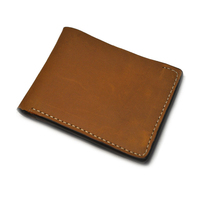 Cartera de Cuero Genuino Crazy Horse Vintage para Hombre, Personalizada de Fábrica, Delgada, con Bloqueo RFID, Cierre de Cremallera, Corta, Portátil, Multicolor