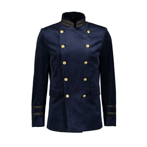 Traje de Servicio Activo Azul Grisáceo Personalizado con Doble Botonadura y Pantalones Marrones, Uniformes Unisex para Hombre y Mujer de Aerolínea - Product Image 5