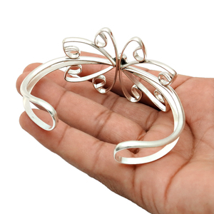 Beautiful Artisan Work Handmade Fine 925 Sterling Silver Natural Turquoise Gemstone Butterfly Shape Bangle <b>for</b> <b>Women</b> and Girls - Product Image 3