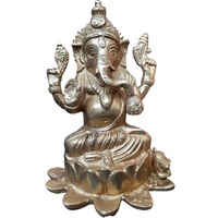 Statue en laiton de seigneur Ganesh Laxmi & Sarasvati ensemble dans la sculpture fine et la finition antique statue religieuse pour la bonne énergie