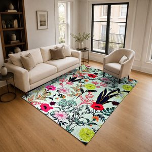 Tapis de salon multicolores neutres modernes abstraits imprimés numériquement, lavables en machine, en chenille, antidérapants, vente en gros RUGS DEPOT LXDP-0350 - Product Image 2