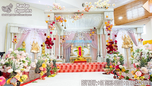 การตกแต่งมณฑปงานแต่งงานแบบรอยัลบอเลวูด สีทอง จอดฮา อัคบาร์ งานแต่งงานมณฑปสุดพิเศษ แบบเสาบอเลวูด จัดงานแต่งงานในสหรัฐอเมริกา - Product Image 4