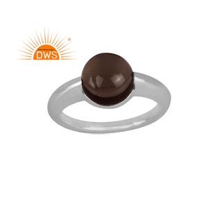 Best Selling Fine Sterling Silver Natural Smoky <b>Quartz</b> Gemstone Stackable <b>Ring</b> Custom Jewelry Manufacturer - Product Image 1