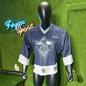 Maillot de hockey sur glace personnalisé de haute qualité 100% polyester pour les jeunes, broderie et sublimation - Product Image 1