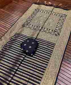 ส่าหรีผ้าไหมคอตตอนสำหรับงานปาร์ตี้ผ้าคอตตอนไม่แพงดีไซน์เนอร์ - Product Image 4