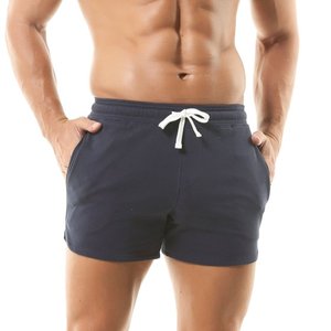 Short athlétique de gym unisexe 100% coton, bermuda à motif uni, jogging, entraînement, salon, toile, taille élastique, poche, sueur, cristal - Product Image 5