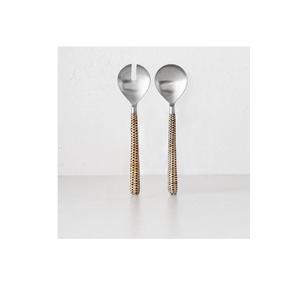 Juego de cubiertos de latón hecho a mano para servir ensaladas con diseño de concha para el hogar y el hotel juego de cubiertos de lujo para servir ensaladas - Product Image 4