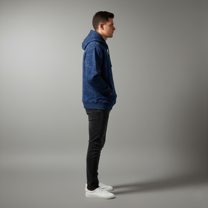 Sweat à capuche d'hiver personnalisé avec logo numérique bleu topographique, 100 % coton molletonné respirant, streetwear homme, pull à poches - Product Image 5