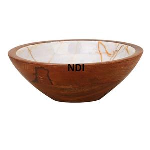 Bol de service de stockage de salade de fruits écologique Récipient alimentaire durable et arrondi décoratif Bols en bois d'acacia - Product Image 2