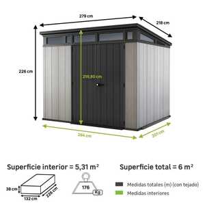 ราคาสุดคุ้ม โรงเก็บของเรซิ่น KET ER Artisan ขนาด 279x226x218 ซม. ใช้พื้นที่ 6 ตร.ม. หนา 20 มม. ประตูบานพับคู่ คุณภาพสำหรับใช้ในบ้าน - Product Image 2