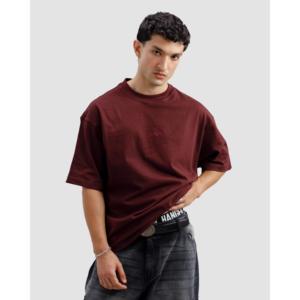 Camiseta Borgoña Esencial 100% Algodón, Elegante, con Patrón Liso, Tejido Jersey, Teñida en la Prenda, Ligera, Estampada - Product Image 2