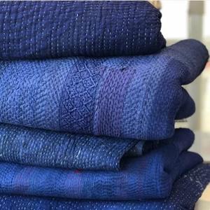 Kantha ผ้าห่มทำด้วยมือ,ผ้าห่มสองด้านลายครามแบบโบฮีเมียน - Product Image 2