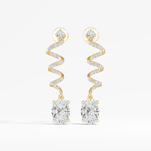 ต่างหูเพชรทรงวงรีแบบพรีเมี่ยมทำด้วยมือ2.37การออกแบบที่สวยงาม CTW ในทองคำ14K 18K ชุบโรเดียมสำหรับผู้หญิง - Product Image 2