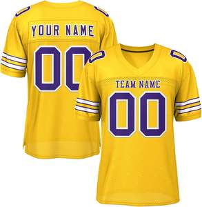 Camiseta de fútbol de tela de malla personalizada OEM manga rayas equipo Logo nombre números poliéster secado rápido sublimación impresión desgaste - Product Image 6