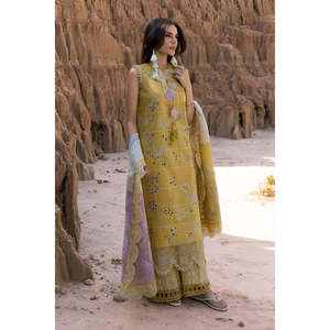 Ensemble chemise en mousseline brodée avec dupatta en tissu Khaadi et pantalon - RANG RASIYA-BIC-4686 - Product Image 5