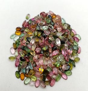 Tourmaline multicolore naturelle Cabochon en vrac à facettes ovale fabrication de bijoux comprenant des options multicolores rose vert rouge orange - Product Image 1