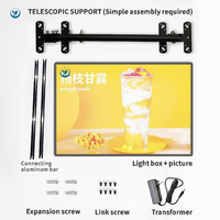 Marco de fotos de aluminio con retroiluminación LED Caja de luz duradera para interiores y exteriores para carteles de películas Menú Anuncios Caja de luz colgante