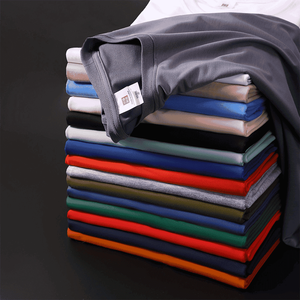 Camiseta de Algodón Peinado de 220 g/m², Cuello Redondo, Algodón Orgánico, Estampada, Gruesa, Lisa, Tallas Grandes para Hombre - Product Image 1