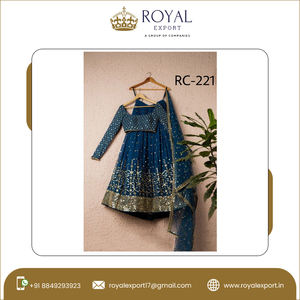 ชุดไปงานปาร์ตี้หรูหราดีไซเนอร์แฟชั่น,ผ้าโปร่งปักเลื่อมทั้งตัวสามารถเย็บให้เจ้าสาว Lehenga Choli - Product Image 4