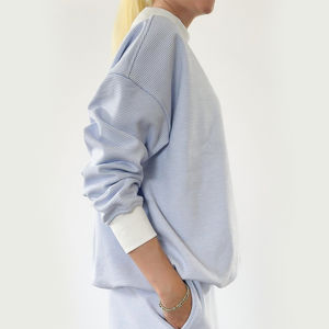 Sudadera de Mujer de Invierno, Estilo Francés, Hombros Caídos, Cuello Redondo Simulado, Talla Grande, Algodón de Alta Calidad, Estilo Urbano - Product Image 5