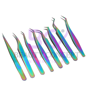 OEM Service Best Seller Rainbow Color Stainless Steel Latest Style 90 Degree Eyelash Grafted Tweezers - Product Image 6