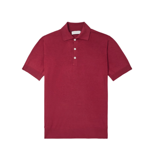 Tissu tricoté 100 % coton de haute qualité, couleur bordeaux, pour polos homme, élégant, personnalisable avec broderie, écologique - Product Image 1