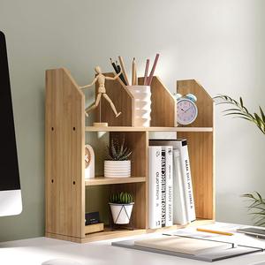 Modern <b>Mini</b> Bamboo Wood Standing <b>Desk</b> Bookshelf 45x12x55cm Office Organizer for Desktop & Living Room - Product Image 3