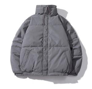 Veste matelassée rembourrée brillante coupe-vent personnalisée avec capuche amovible col montant - Product Image 1
