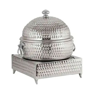 Plato de frotamiento para servir comida de diseño fantástico hecho de plato de frotamiento de acero inoxidable con soporte para uso en fiesta de boda a bajo precio - Product Image 1