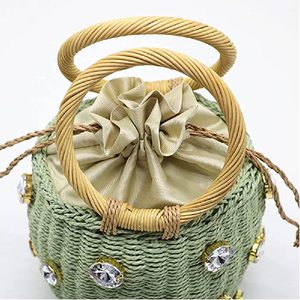 Sac fourre-tout en paille pour femmes grande capacité Shopping fourre-tout bohème sac à bandoulière voyage sac de plage avec doublure OEM - Product Image 2