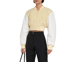 Chaqueta Universitaria XL para Mujer al por Mayor, Chaqueta Corta 100% Lana con Forro de Lino, Tela Estampada de Cuero Genuino 2026 - Product Image 1