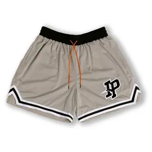 Pantalones Cortos de Baloncesto Personalizados de Moda para Hombre, Cintura Alta, de Malla, para Entrenamiento de Verano, Diseño Liso, Doble Capa - Product Image 1