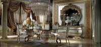 Table à manger en teck indien de luxe moderne, durable, de conception baroque, fabriquée à la main, avec taille et couleur personnalisées