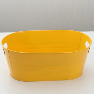 Cubo de hielo de botella enfriadora de vino de hierro galvanizado de Color amarillo con mango forma ovalada para artículos de Bar fiesta champán cubo de hielo - Product Image 1