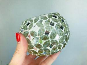 Portavelas de Vidrio de Lujo con Mosaico para Año Nuevo, Decorado con Cristal Transparente, para Velas Votivas, Decoración Navideña - Product Image 3