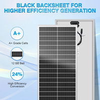 Panneau solaire Rvpozwer 100W à demi-cellules, bordure blanche, efficacité 22%, garantie 25 ans, rigide, taille des cellules 125mmx125mm, vert