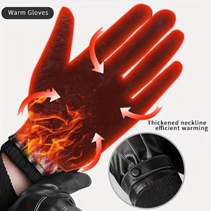 Gants d'hiver imperméables en similicuir et cachemire pour hommes, mitaines de conduite chaudes pour moto, cyclisme, écran tactile, sports de plein air - Product Image 4