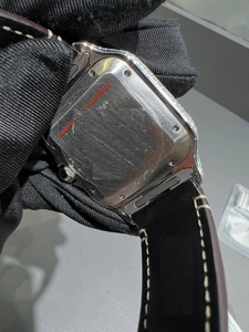 นาฬิกาฮิปฮอปกลไกทรงสี่เหลี่ยมสำหรับผู้ชายสายหนังประดับเพชรทำจากสเตนเลสหรูหรา - Product Image 2