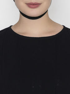 Abaya de créateur unique pour femme, style ethnique, manches longues, burqa noire, ensemble hijab khimar en polyester uni, disponible au meilleur prix - Product Image 2