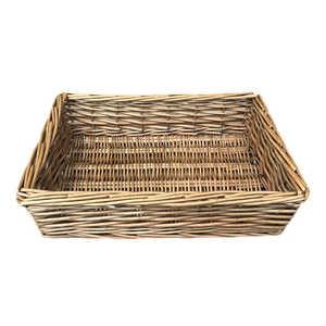 Antique Rectangular Serving Tray with Straight Sided Washed Style <b>Wicker</b> Material - Product Image 3