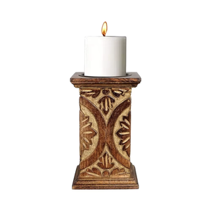 Portavelas decorativos navideños de madera con renos tallados, copos de nieve y estrellas, perfectos para una acogedora decoración navideña de invierno. - Product Image 1