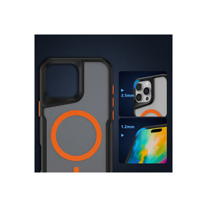 Funda de Silicona Compatible con Magsafe para iPhone 16 Pro Max, Borde Colorido, Protección Antigolpes con Airbag, Naranja, Suave - Product Image 3