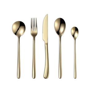 Ensemble de couverts en acier inoxydable 5 pièces comprenant couteau, cuillère, fourchette, poli miroir, compatible lave-vaisselle - Product Image 1