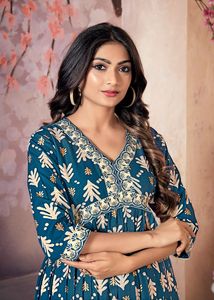 Heavy Rayon Print Embroidery Sequence Work <b>Kurti</b> - Product Image 6