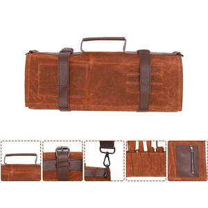 Sacs à rouleau de couteau en cuir professionnels faits à la main polyvalents de haute qualité/sacs à rouleau en cuir de couleur personnalisée à vendre - Product Image 4