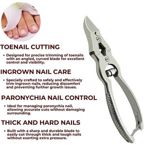 Coupe-ongles à double action pour les personnes âgées Ongles épais Boîte en acier inoxydable de qualité médicale chirurgicale à ressort unique - Product Image 3