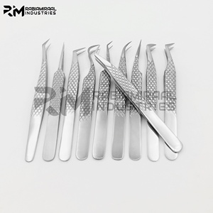 RMI Top qualité en acier inoxydable extension de cils pince à épiler argent tibia ensemble personnalisé 10 points différents - Product Image 2