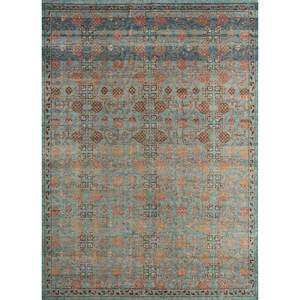 Alfombra de Lana Erbe con Diseño Geométrico Abstracto, Tejida a Mano, Rectangular Azul, para Sala de Estar, Modelo 3D, Hecha a Mano - Product Image 1