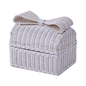 Caja de pañuelos de ratán tejida a mano natural hecha a mano, caja de ratán de girasol para guardar cosméticos de joyería - Product Image 1